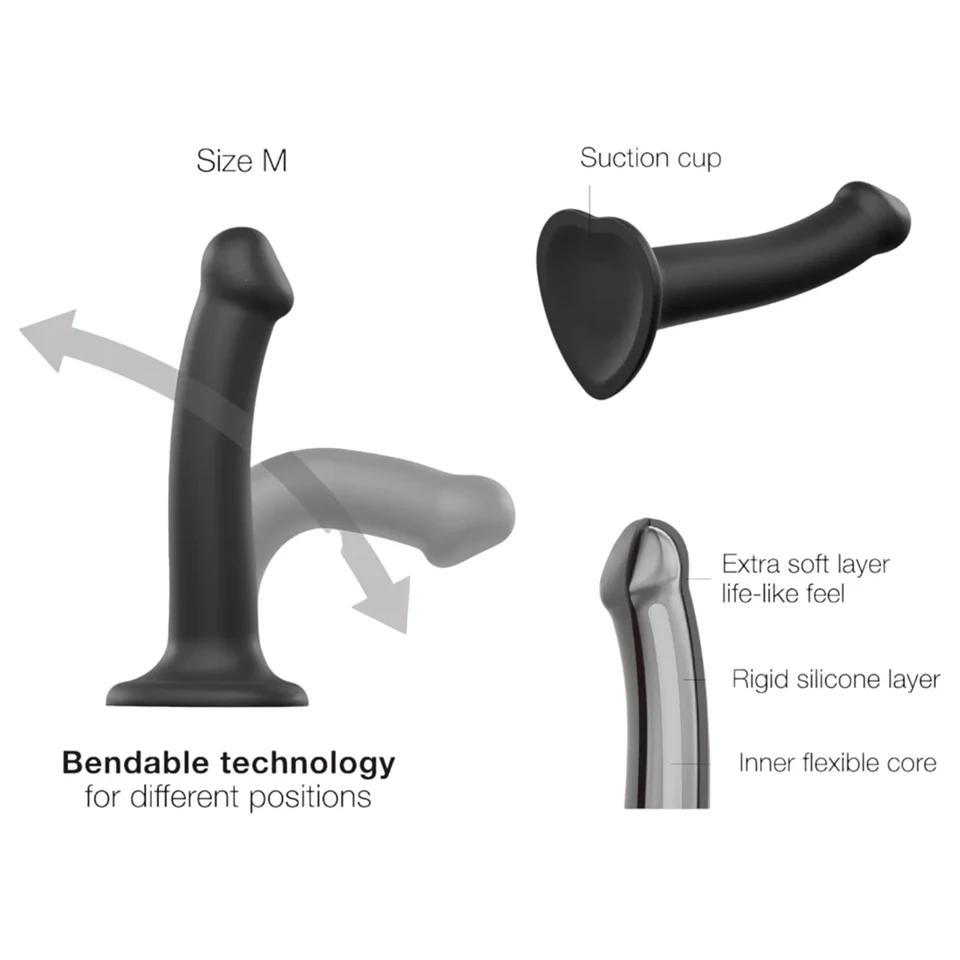 Strap-on-me Dual S - dupla rétegű dildó (fekete)