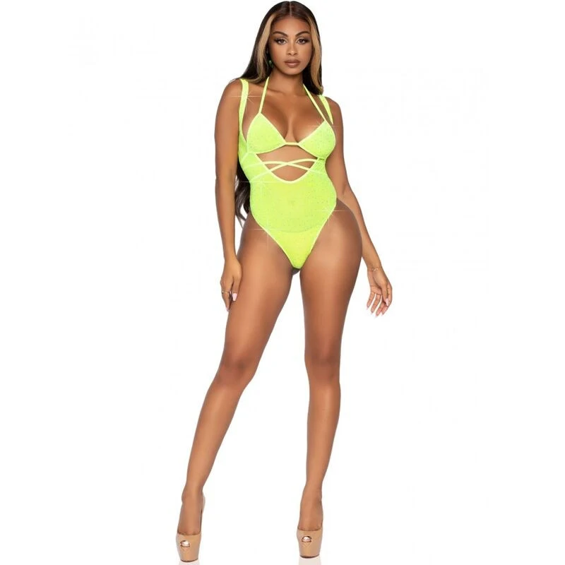 LEG AVENUE - stílusos egyrészes body bikini felsővel