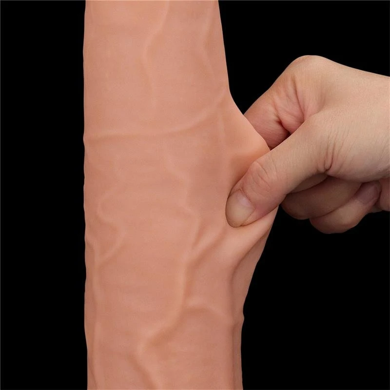 Prémium kétszeres rétegű bőr dildo 13,5 cm