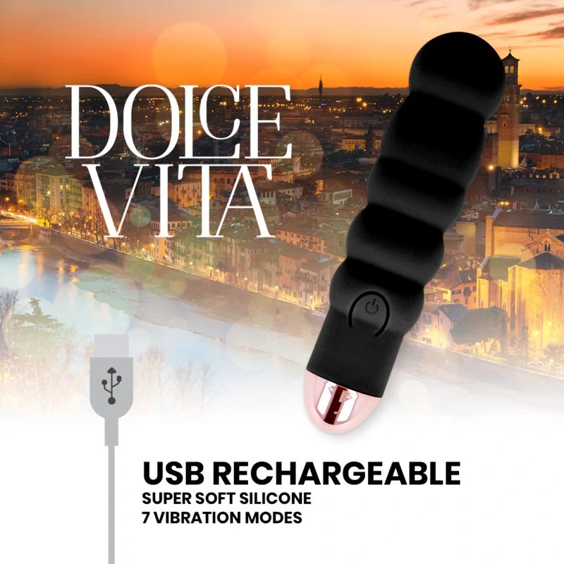 DOLCE VITA – újratölthető, 7 sebességes vibrátor fekete színben