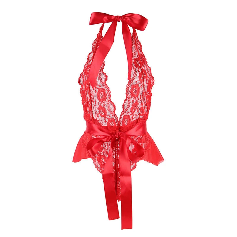 SUBBLIME – érzéki, fodros piros body övvel, L/XL