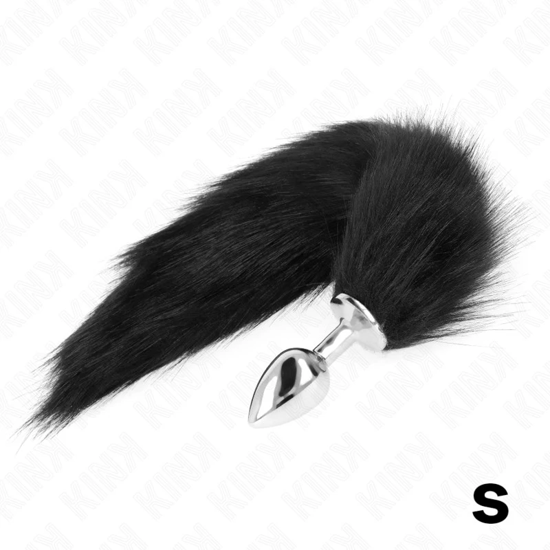 KINK – S méretű análplug műanyag farokkal, 7 x 3 cm, fekete