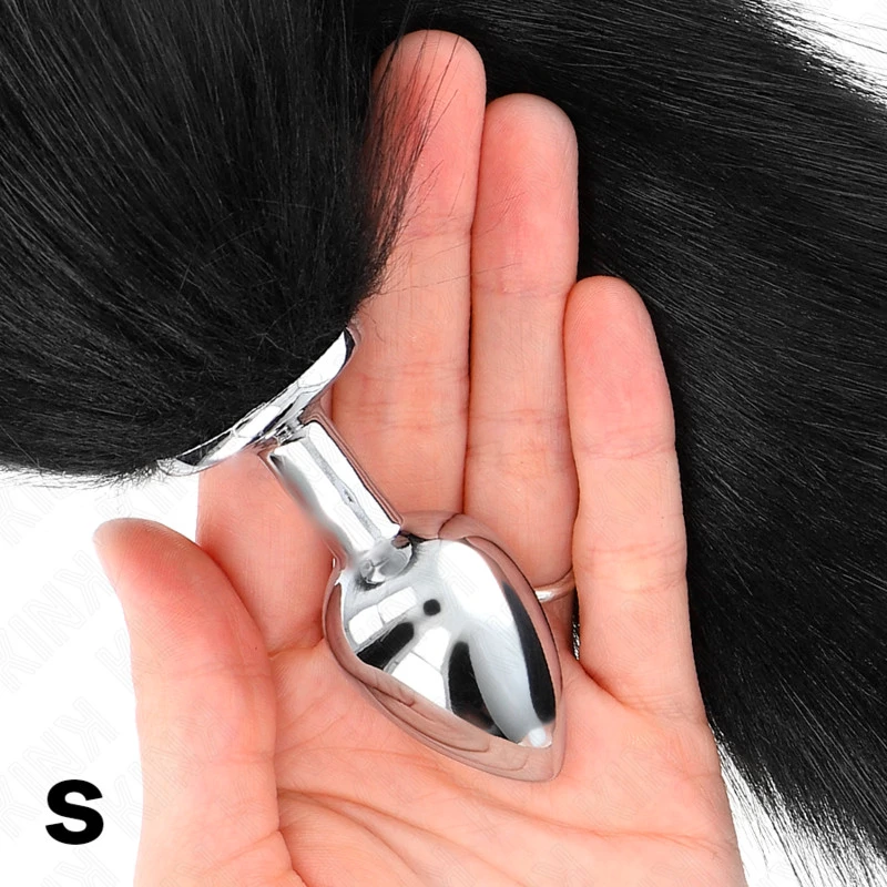 KINK – S méretű análplug műanyag farokkal, 7 x 3 cm, fekete