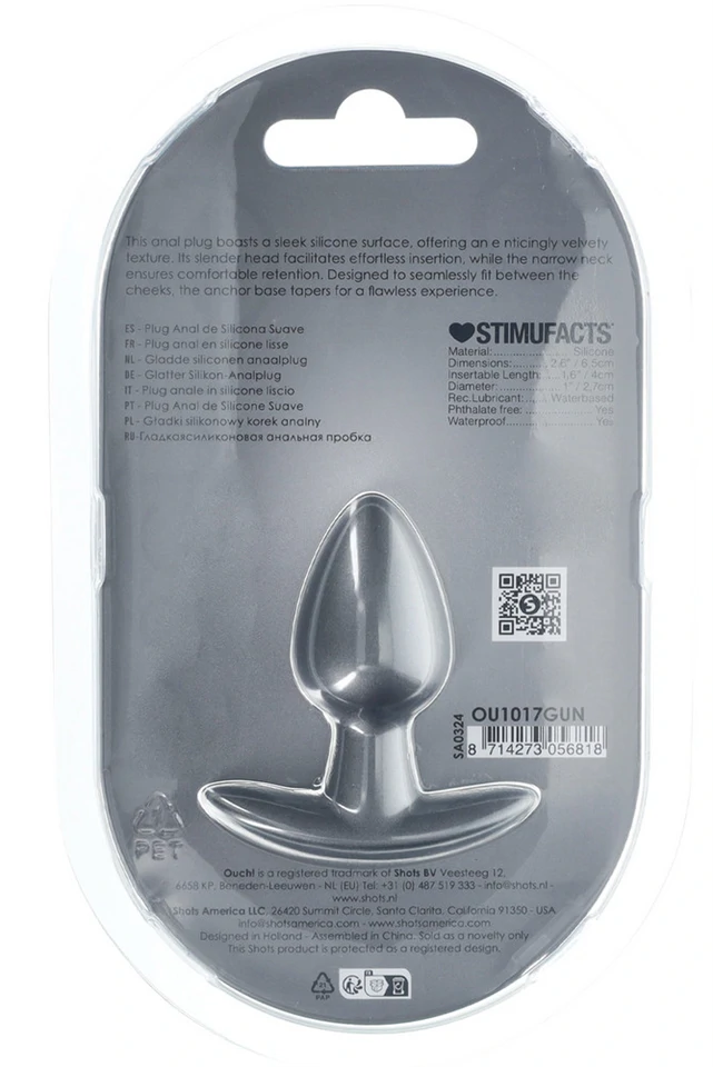 Metál Plug S – prémium szürke anális izgató 5 x 2,7 cm