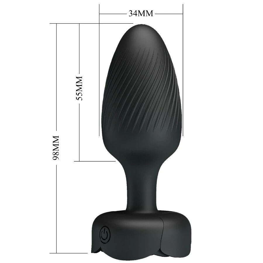 PRETTY LOVE - LED fénnyel ellátott anál dugó fekete 9,8 cm