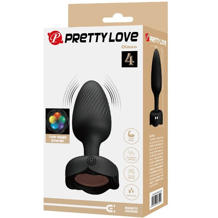 PRETTY LOVE - LED lámpás anál dugó, 8,8 cm, prémium élmény