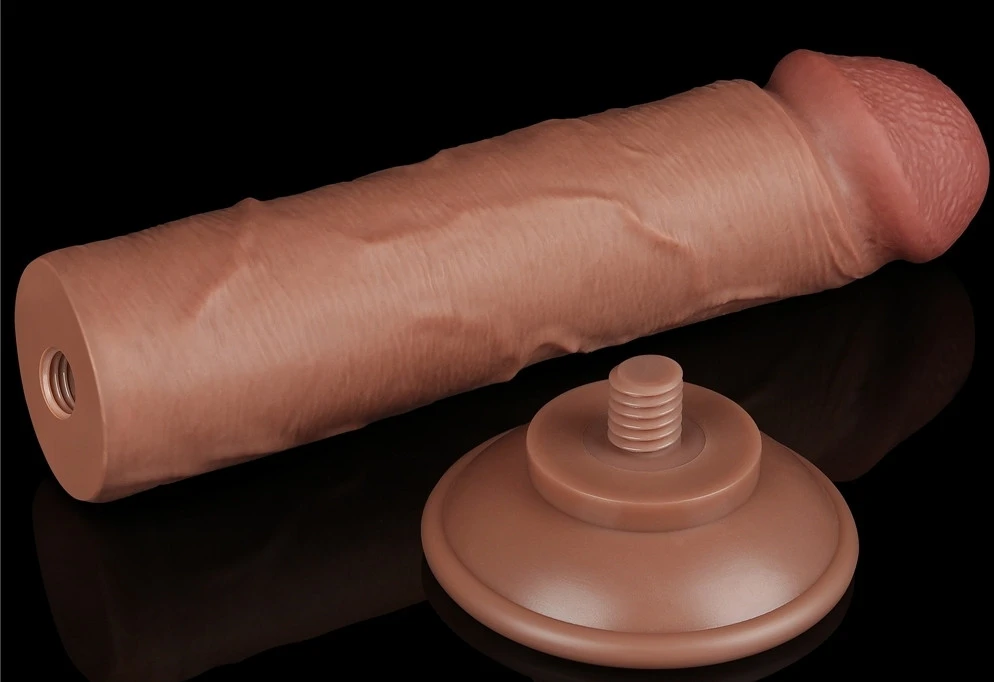 Prémium dildó – simogató bőrhatású, 17 x 4 cm, barna