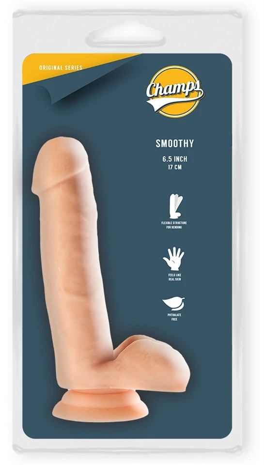 Realistic Smoothy Champs – élethű vibráló dildó 14 cm