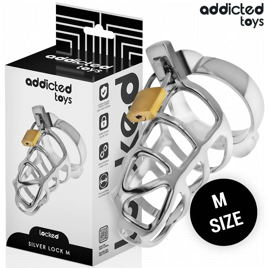 ADDICTED TOYS LOCKED – ezüst fém pénisz ketrec M méret
