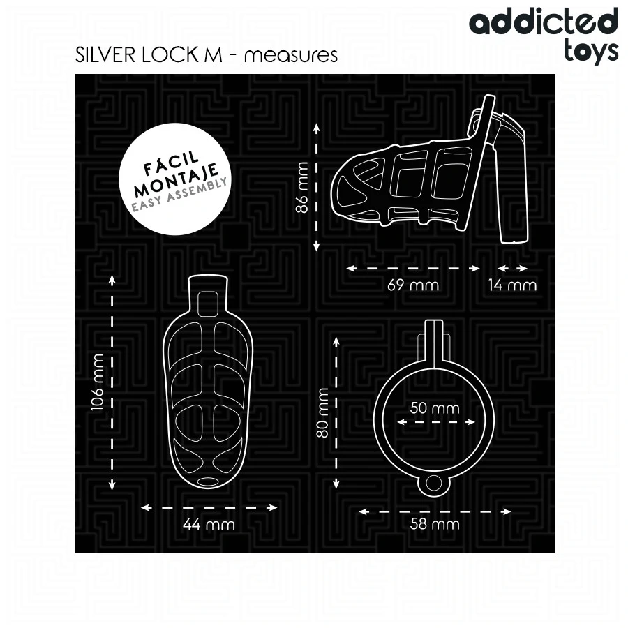 ADDICTED TOYS LOCKED – ezüst fém pénisz ketrec M méret