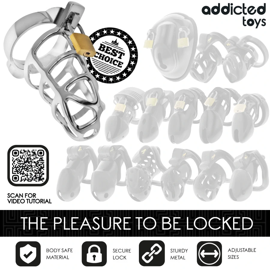ADDICTED TOYS LOCKED – ezüst fém pénisz ketrec M méret
