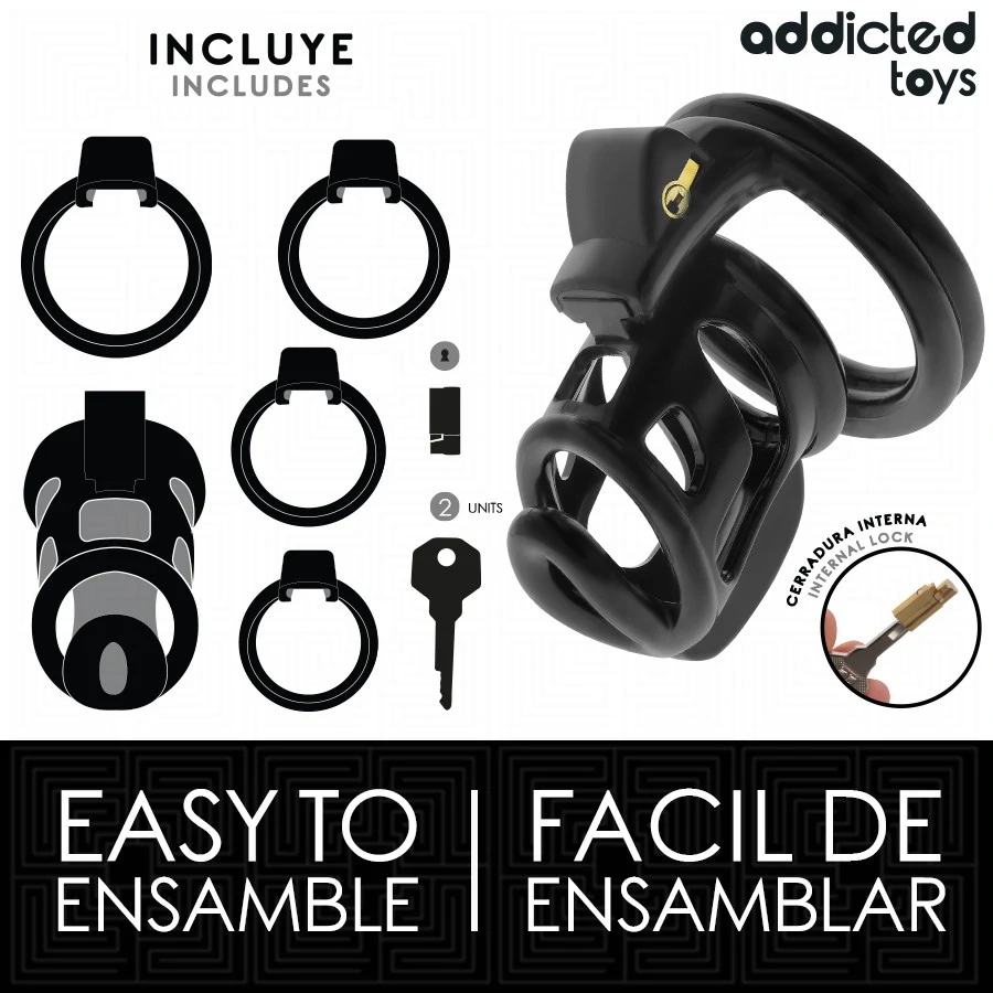 ADDICTED TOYS LOCKED – szilikon pénisz ketrec 8,5 cm