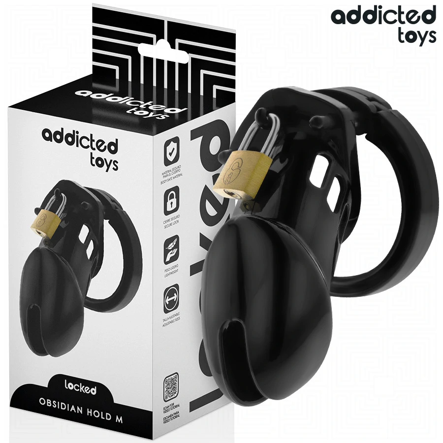 ADDICTED TOYS LOCKED - obsidian pénisz ketrec M méret