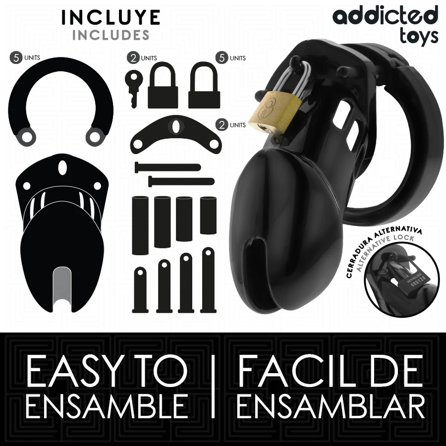 ADDICTED TOYS LOCKED - obsidian pénisz ketrec M méret