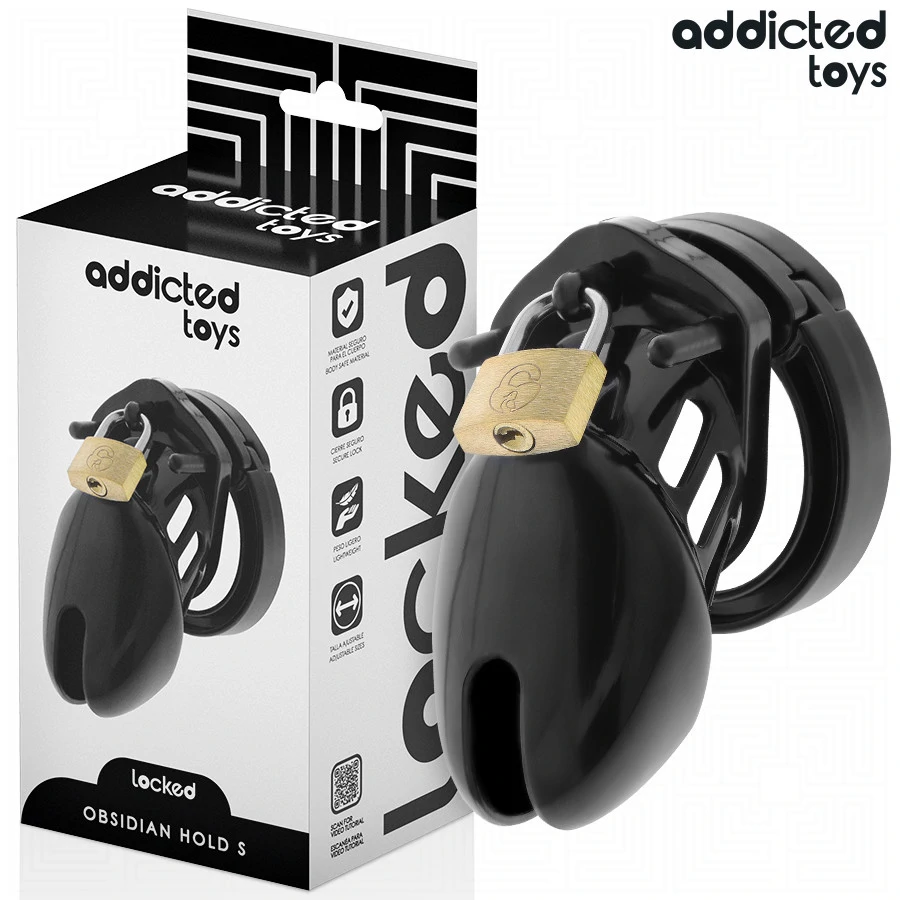 ADDICTED TOYS LOCKED - obsidián pénisz ketrec (S méret)