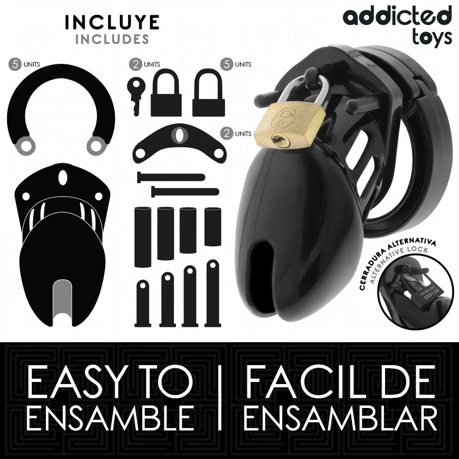 ADDICTED TOYS LOCKED - obsidián pénisz ketrec (S méret)