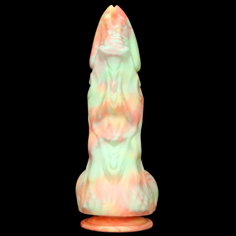 Rutuk Monster – prémium dildó, 17 x 6 cm, rózsaszín-zöld
