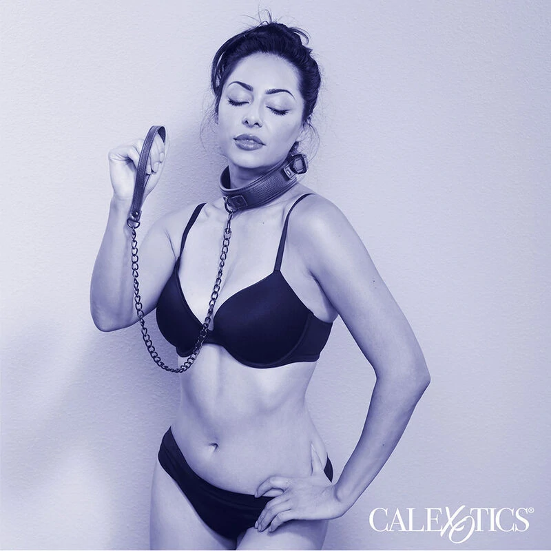 CALEXOTICS - állítható bőr nyakörv és póráz