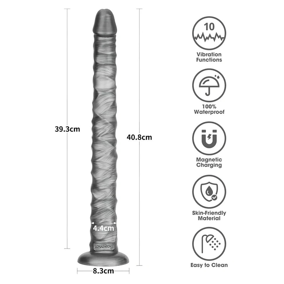 Lovetoy King Sized - extra nagy vibrátor - 40,5 cm (szürke)
