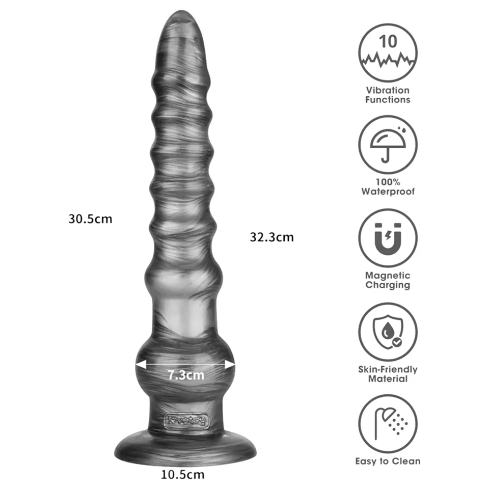 Lovetoy King Sized - extra nagy vibrátor - 32 cm (szürke)