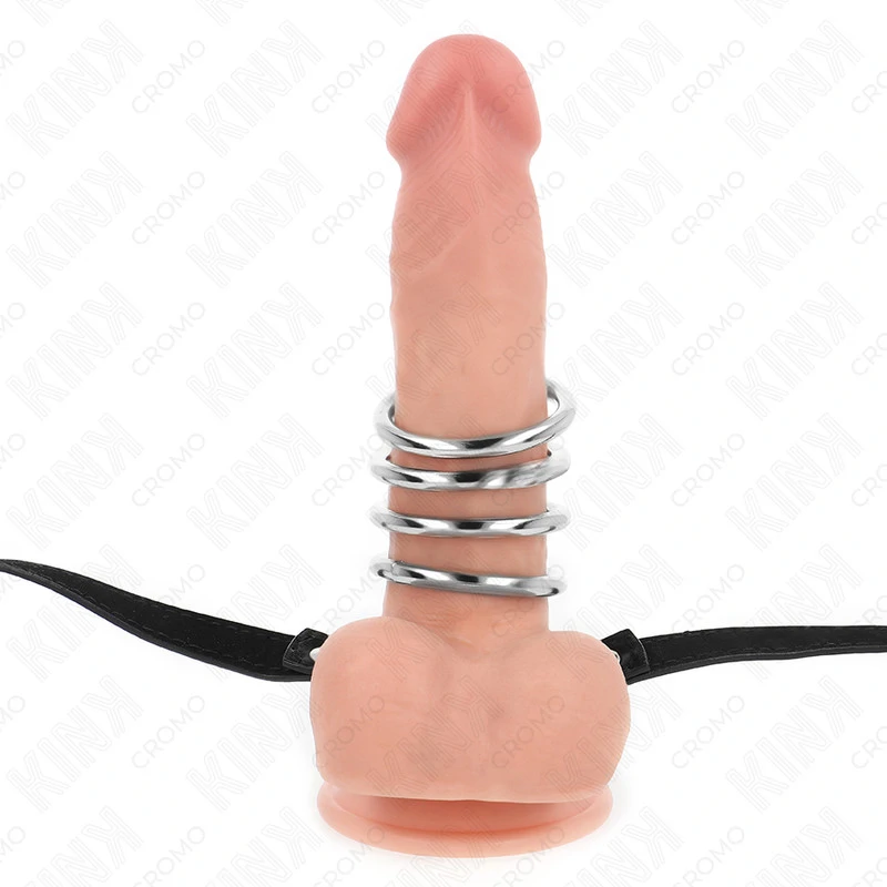 KINK – fém péniszgyűrűk bőrövet tartalmazó szett