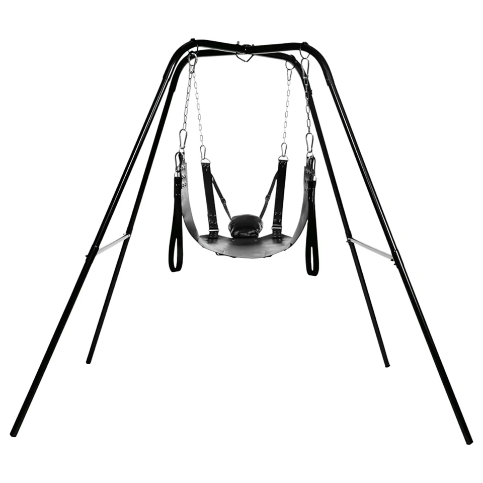 XR Brands - Sex sling állvánnyal (fekete)
