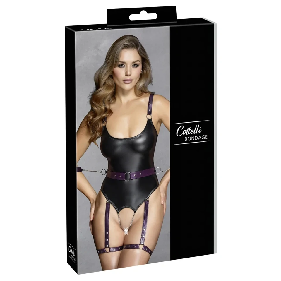 Cottelli - nyitott bondage body bilincsekkel (fekete)