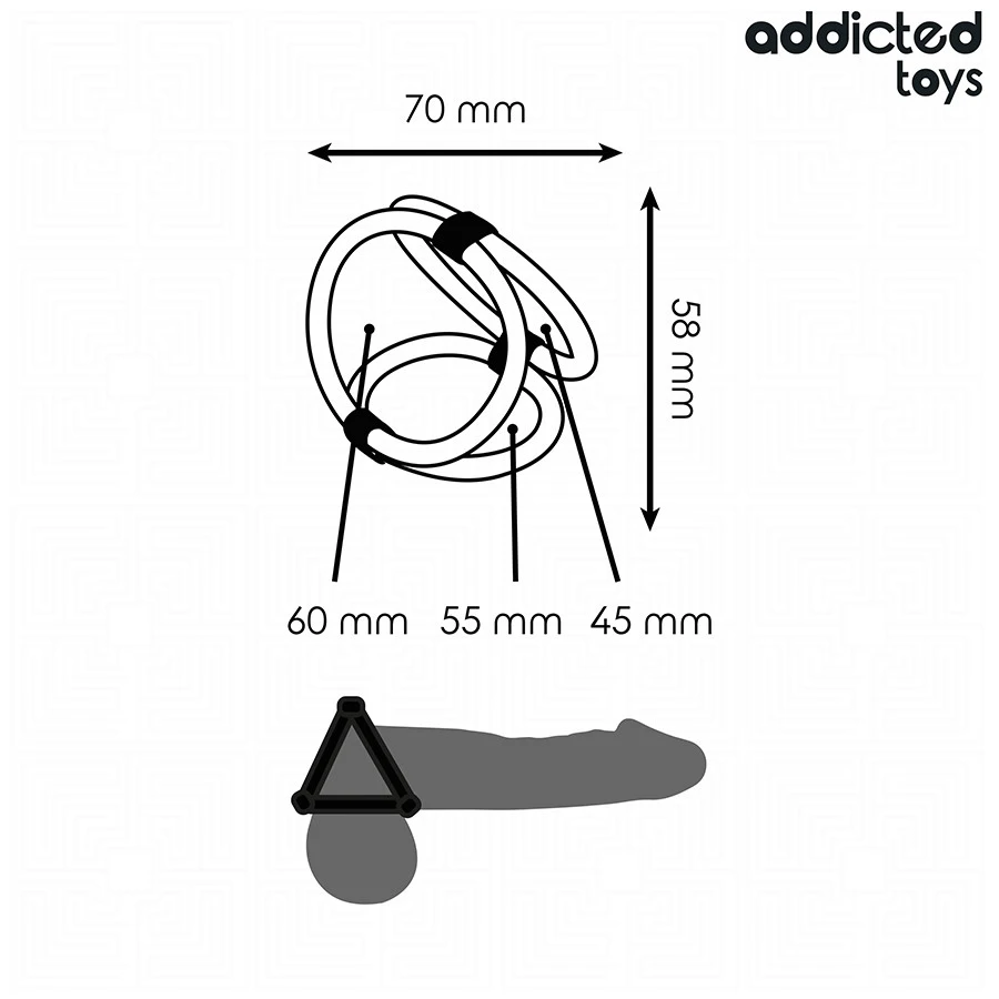 ADDICTED TOYS – prémium hármas péniszgyűrű