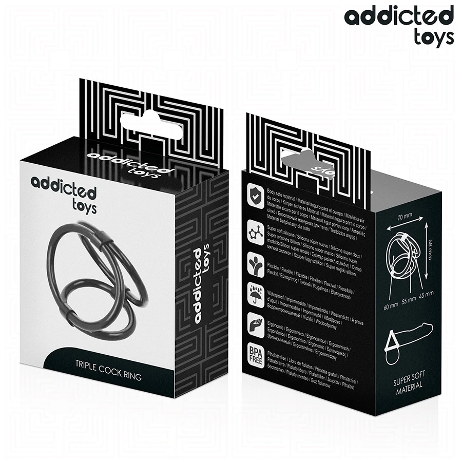 ADDICTED TOYS – prémium hármas péniszgyűrű