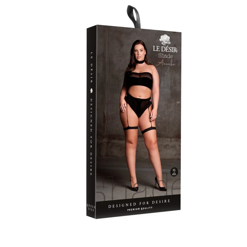 Le Désir Plus Size - 3 részes fehérnemű szett - fekete (XL-4XL)