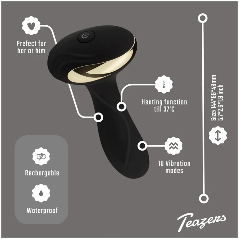 Teazers - melegítő funkciós anál vibrátor (fekete)