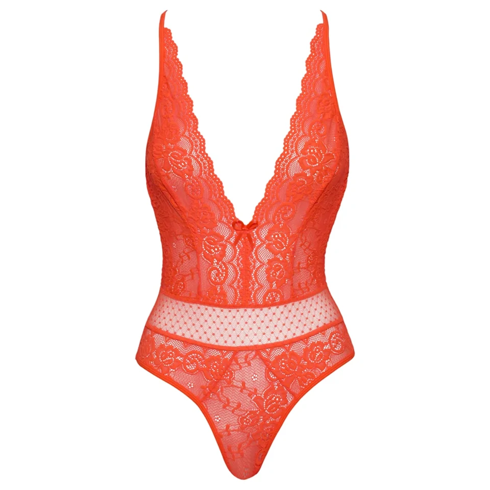 Cottelli - keresztpántos csipke body (piros)