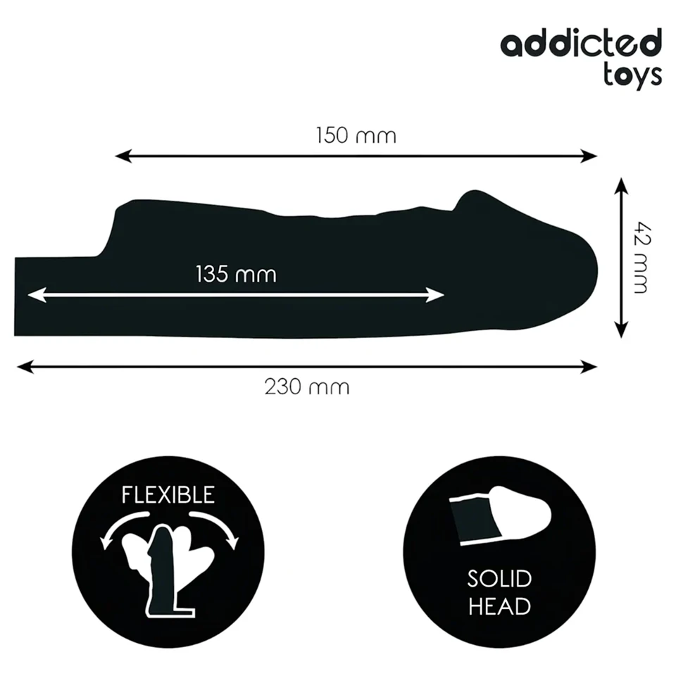 Addicted Toys - péniszköpeny heregyűrűvel - 23cm (áttetsző)