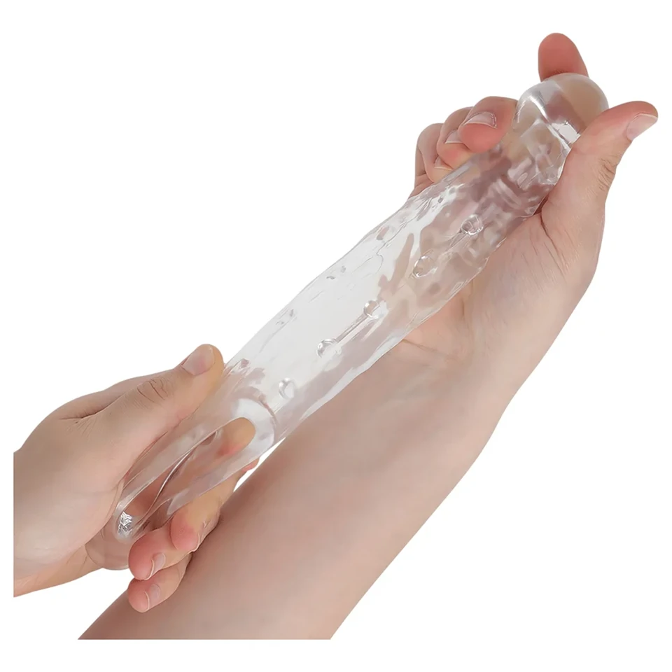 Addicted Toys - péniszköpeny heregyűrűvel - 23cm (áttetsző)