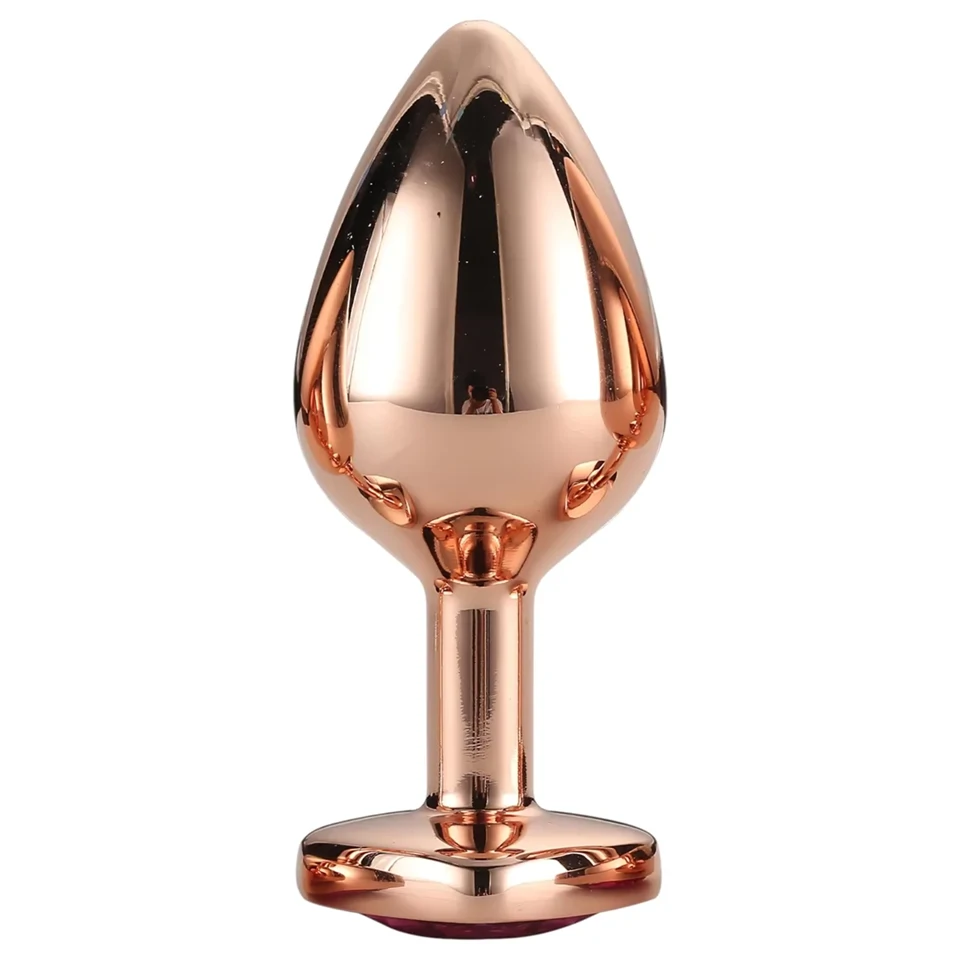 Gleaming Love - alumínium plug szív alakú kővel - M (rózsaarany)