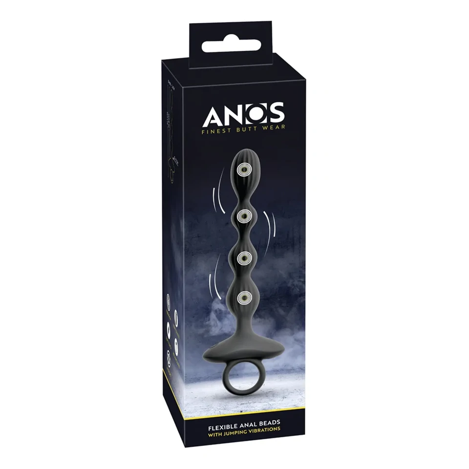 Anos - 2 motoros anál vibrátor mozgó golyókkal (fekete)