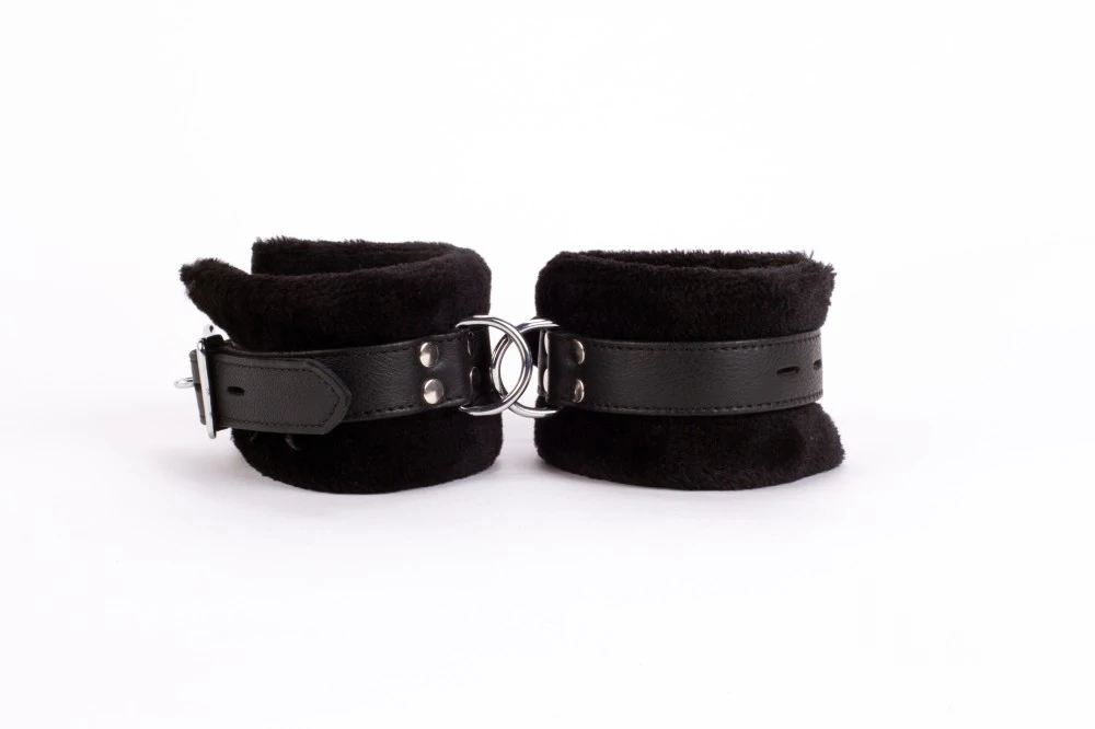 Handcuff Design Made in Calf Softy Leather and Puffed Fur Black
