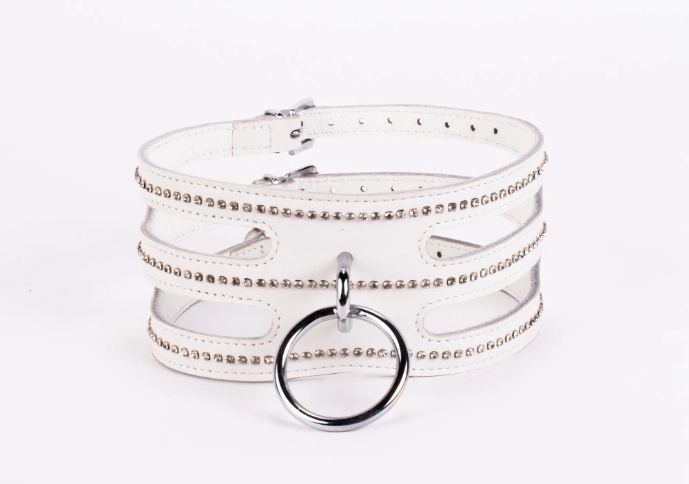 Designer Traingo Collar Made in Calf Softy Leather White