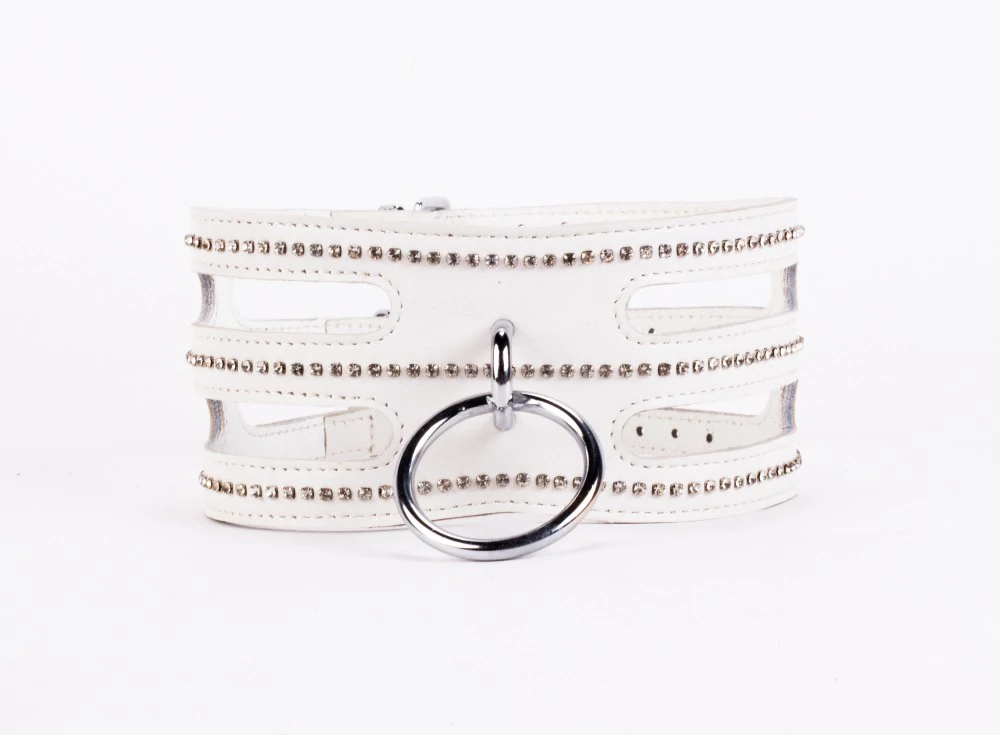 Designer Traingo Collar Made in Calf Softy Leather White