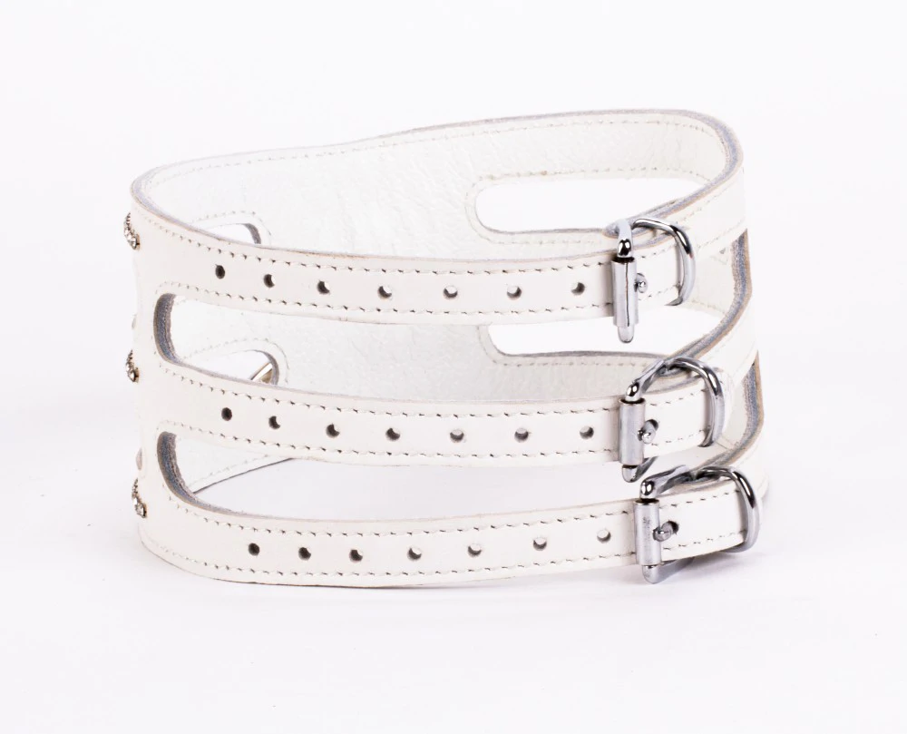 Designer Traingo Collar Made in Calf Softy Leather White