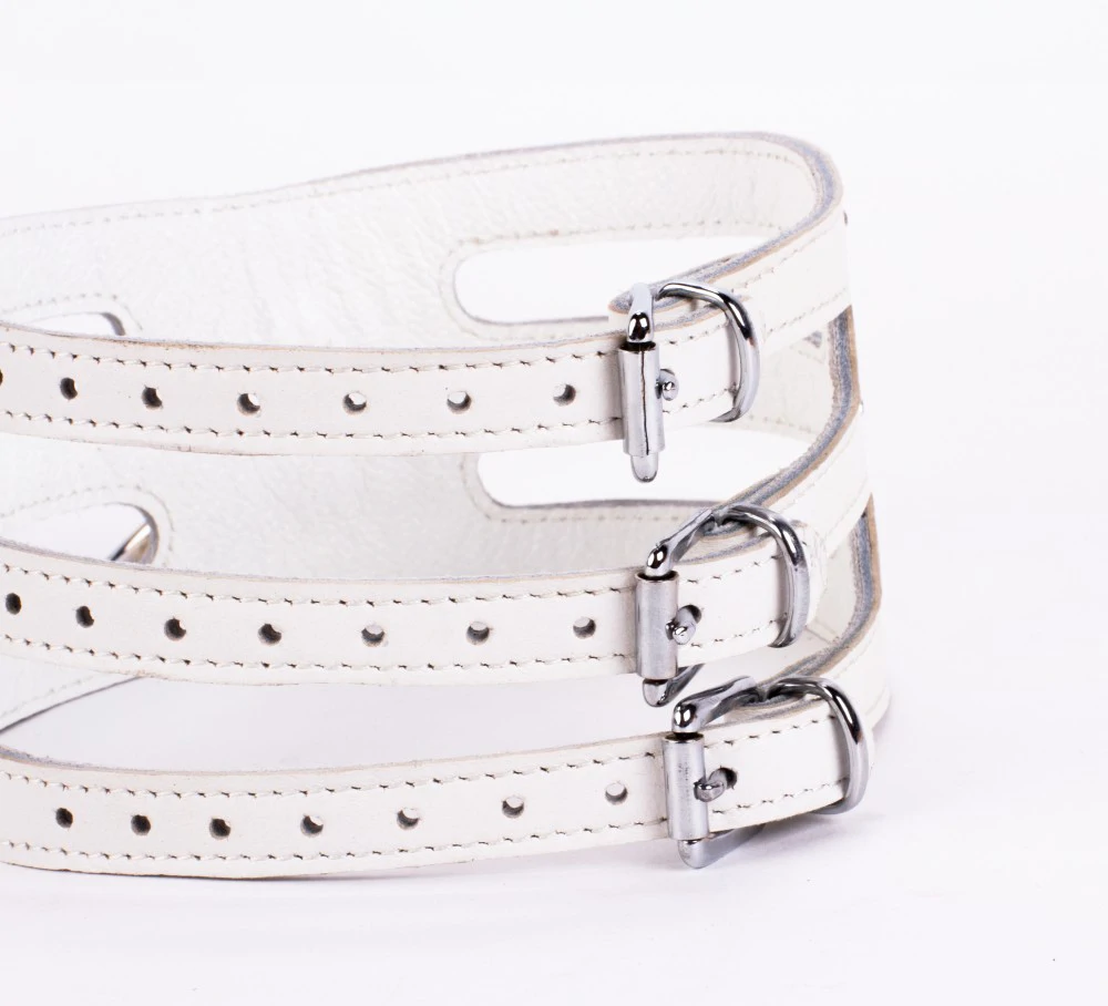 Designer Traingo Collar Made in Calf Softy Leather White