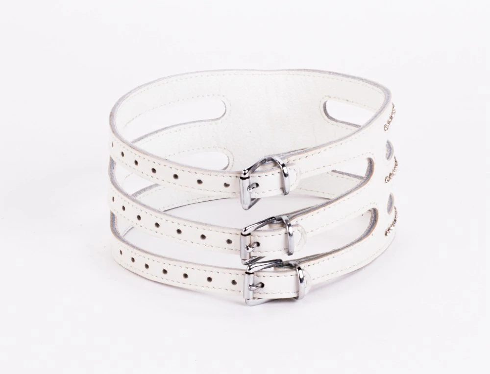Designer Traingo Collar Made in Calf Softy Leather White