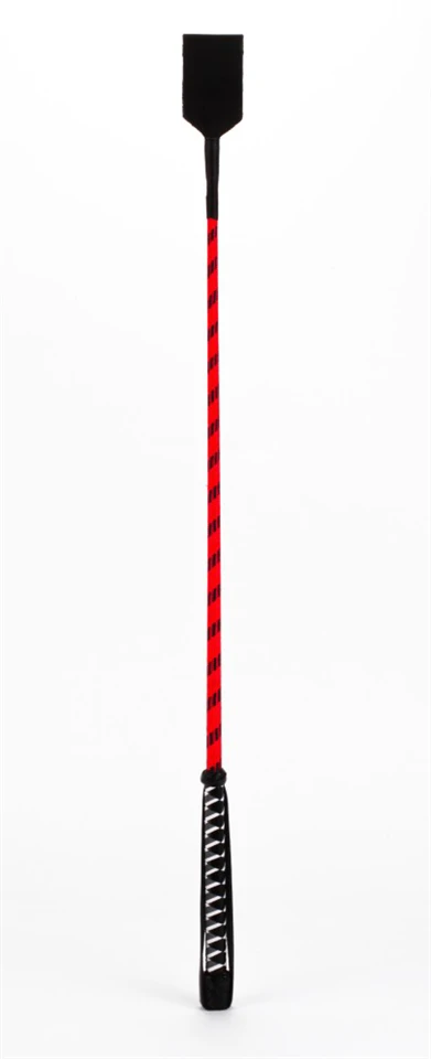 Nylon Stick with Neon Strip and Goat Kid Leather Handle Nubuck Leather Top Red
