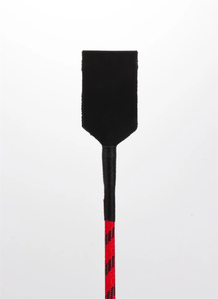 Nylon Stick with Neon Strip and Goat Kid Leather Handle Nubuck Leather Top Red