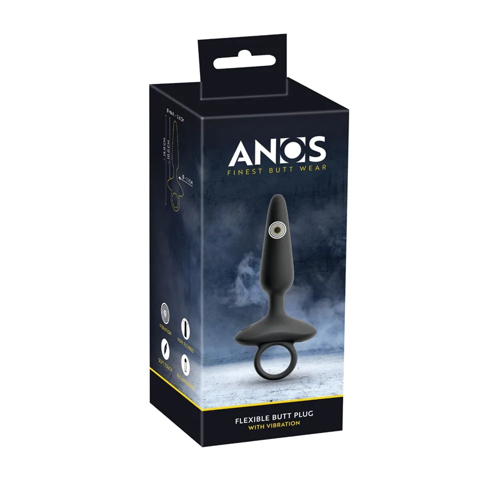 ANOS - vibrációs anál plug fogantyúval (fekete)