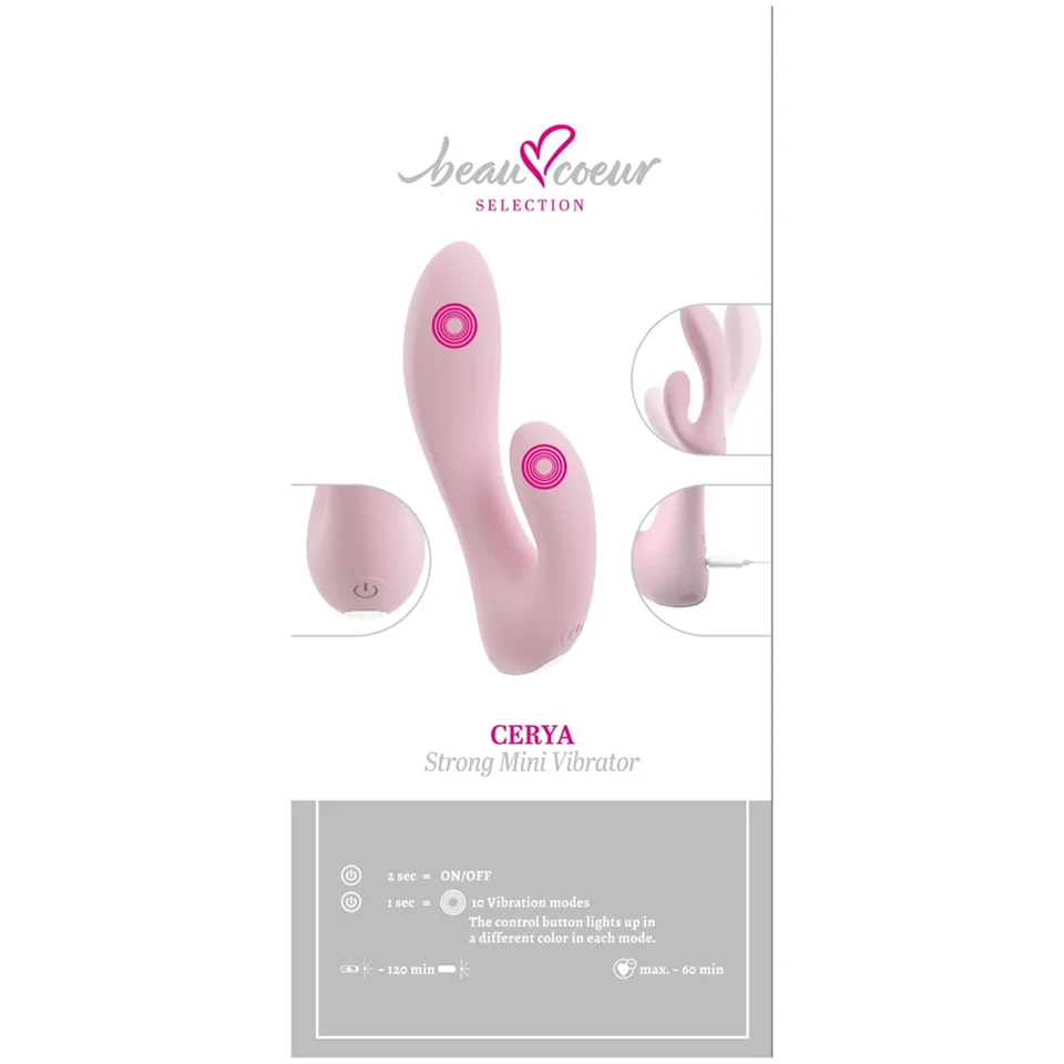 Beau Coeur Cerya - mini csiklókaros vibrátor (halvány pink)