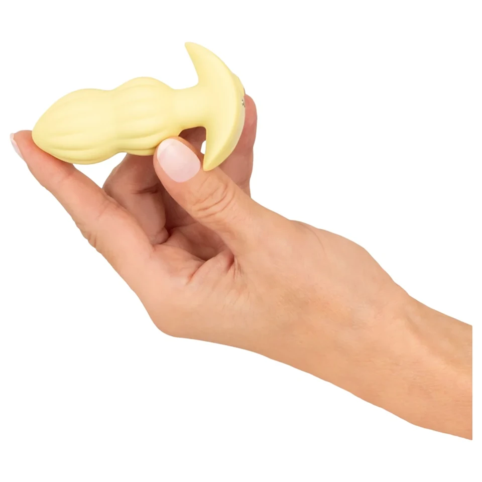 Cuties Mini - bordázott vibrációs anál plug (sárga)