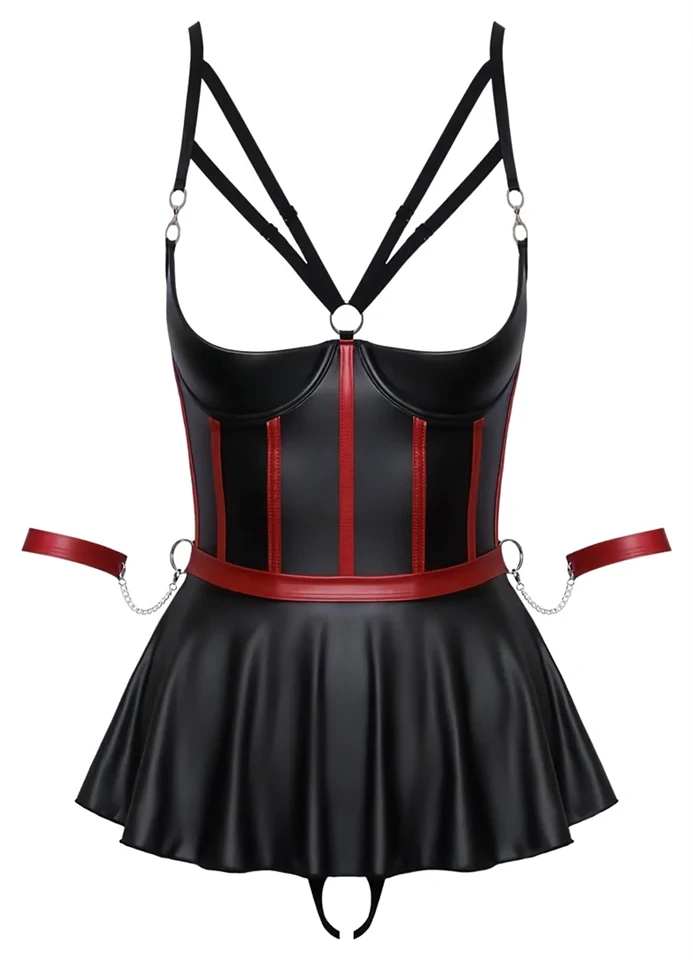 Cottelli Bondage - fényes szett és kar bilincs (fekete)