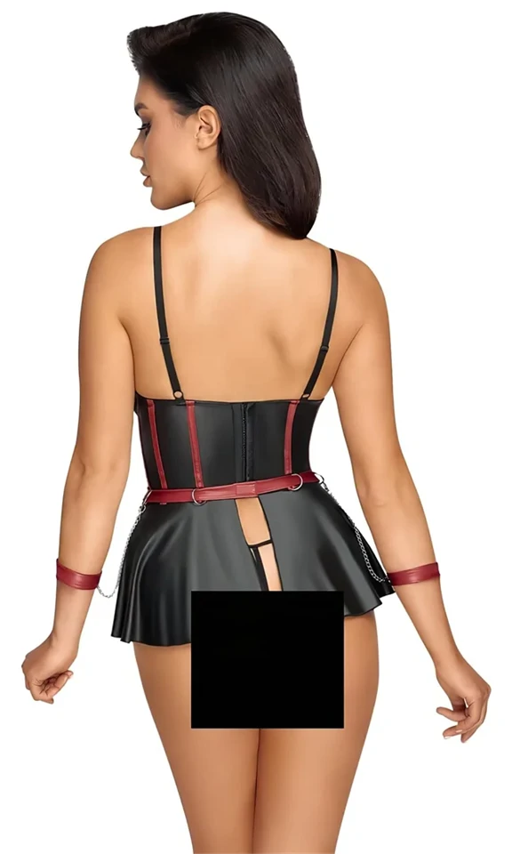 Cottelli Bondage - fényes szett és kar bilincs (fekete)