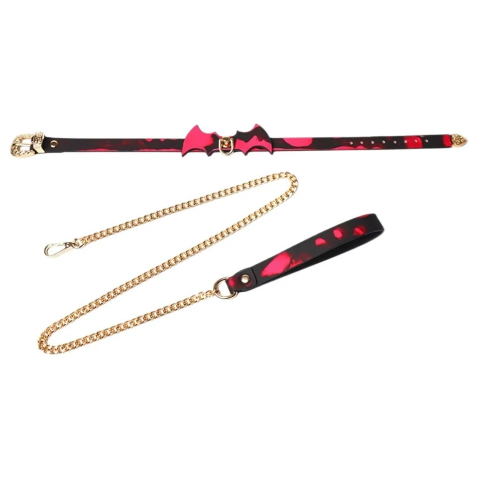 Hőre színt váltó nyakörv pórázzal (fekete)